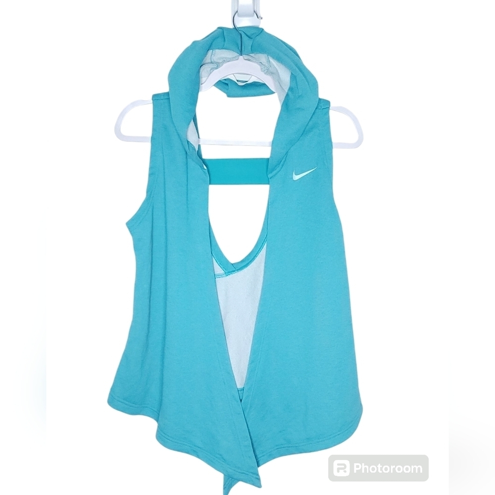 Nike Girls Dri Fit M Youth Wrap Vest Hoodie Training Blue Gym Sports Size M